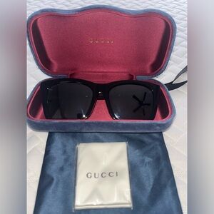 ⁦Gucci GG0057SK 001 Black/Black/Silver Sunglasses